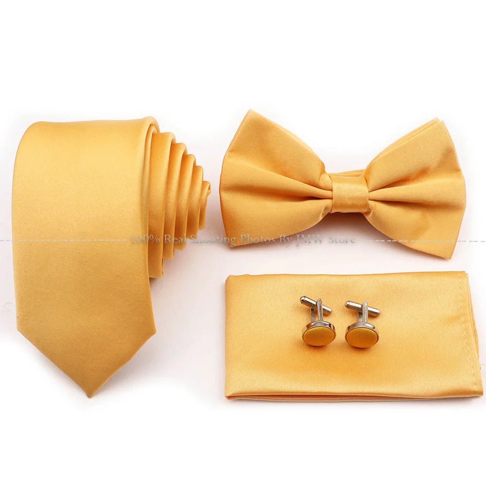 Hot Sale Purple Blue Sage Green Tie Set Polyester Necktie Bowtie Cufflink Brooch For Groom Suit Wedding Cravat Shirt Accessory - Luzilly Bridal & Apparel