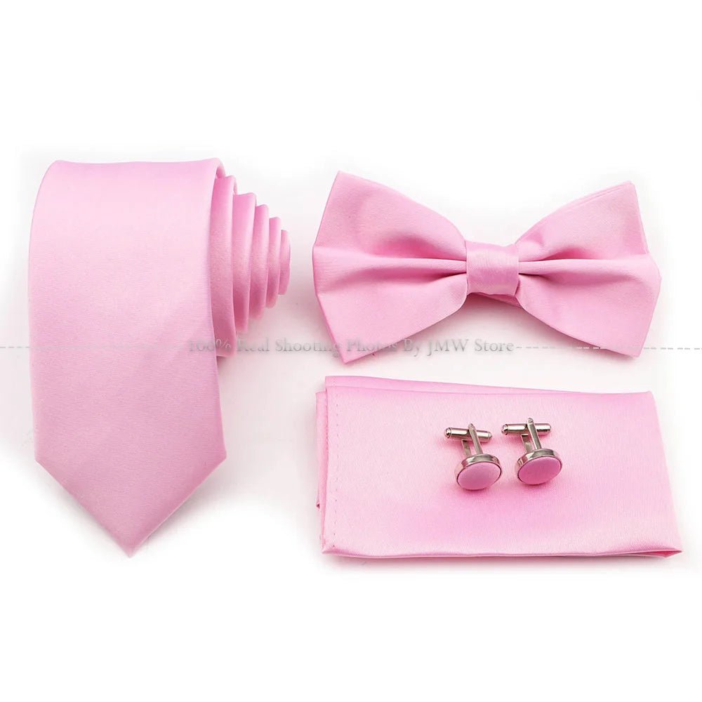 Hot Sale Purple Blue Sage Green Tie Set Polyester Necktie Bowtie Cufflink Brooch For Groom Suit Wedding Cravat Shirt Accessory - Luzilly Bridal & Apparel