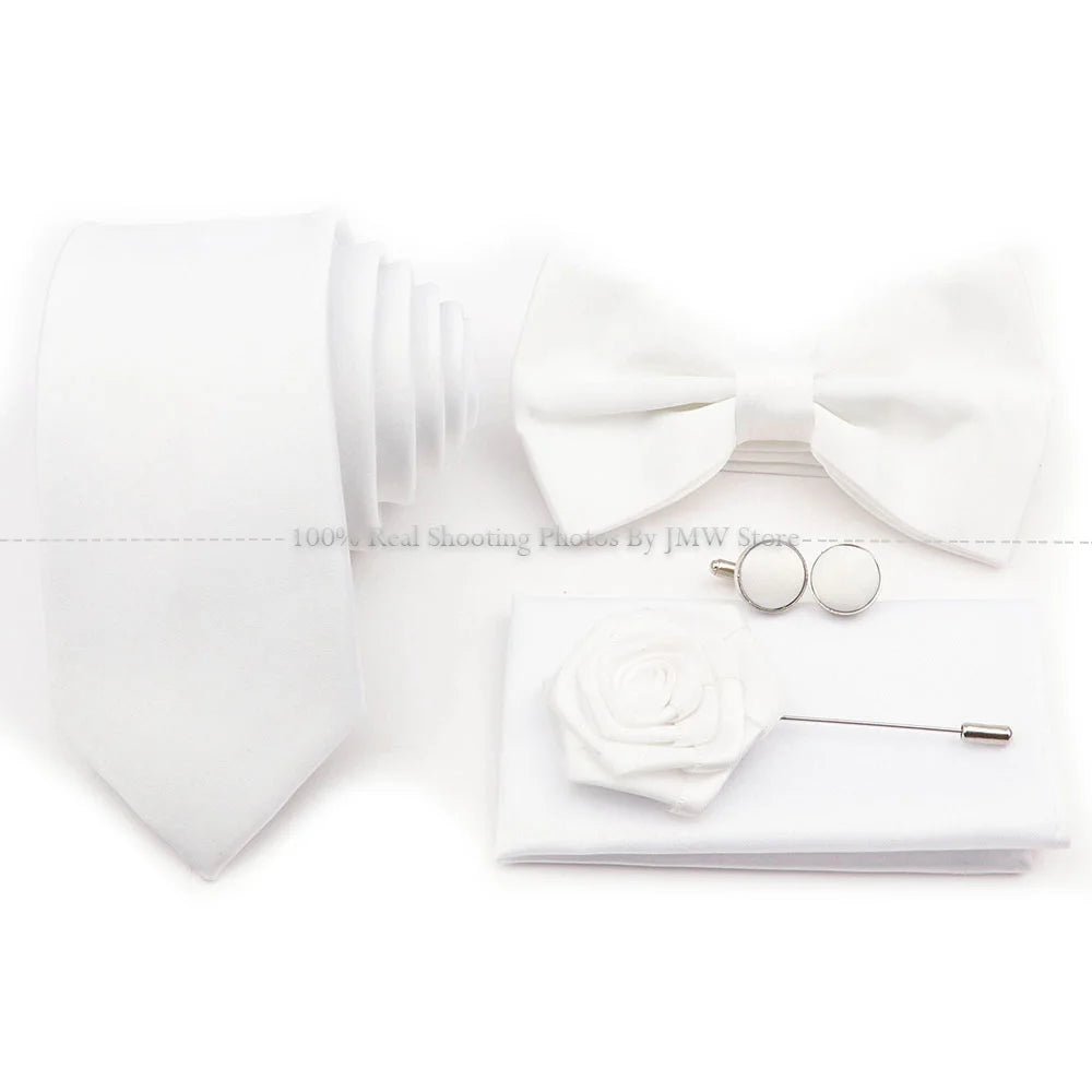 Hot Sale Purple Blue Sage Green Tie Set Polyester Necktie Bowtie Cufflink Brooch For Groom Suit Wedding Cravat Shirt Accessory - Luzilly Bridal & Apparel