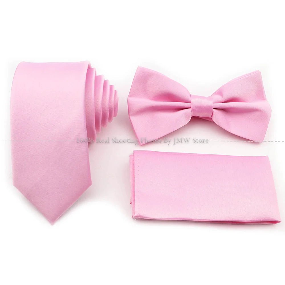 Hot Sale Purple Blue Sage Green Tie Set Polyester Necktie Bowtie Cufflink Brooch For Groom Suit Wedding Cravat Shirt Accessory - Luzilly Bridal & Apparel