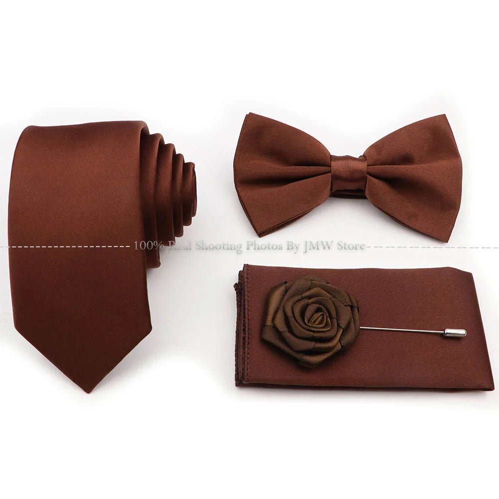 Hot Sale Purple Blue Sage Green Tie Set Polyester Necktie Bowtie Cufflink Brooch For Groom Suit Wedding Cravat Shirt Accessory - Luzilly Bridal & Apparel