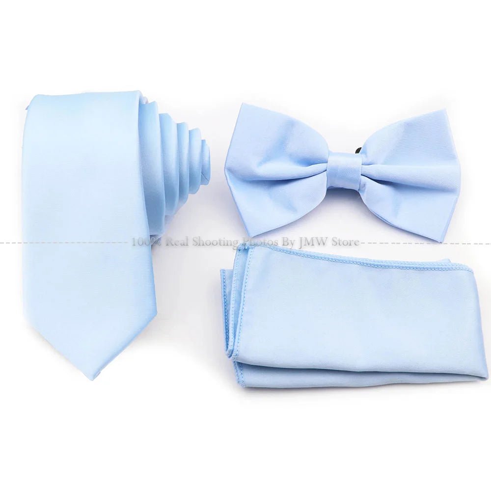 Hot Sale Purple Blue Sage Green Tie Set Polyester Necktie Bowtie Cufflink Brooch For Groom Suit Wedding Cravat Shirt Accessory - Luzilly Bridal & Apparel