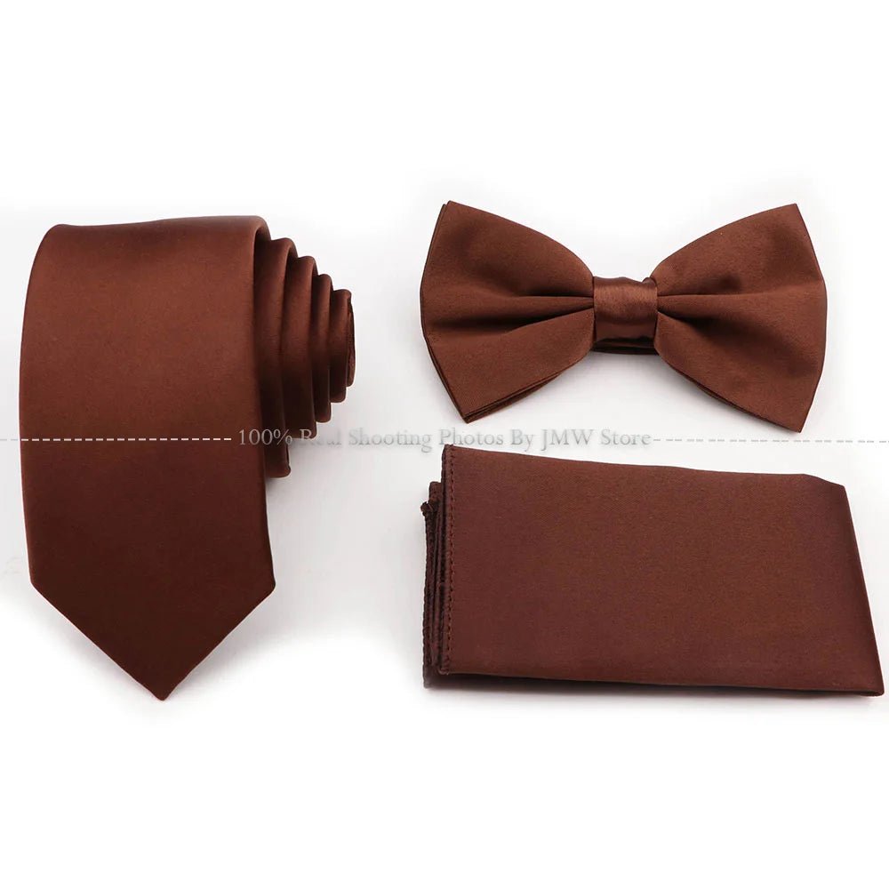 Hot Sale Purple Blue Sage Green Tie Set Polyester Necktie Bowtie Cufflink Brooch For Groom Suit Wedding Cravat Shirt Accessory - Luzilly Bridal & Apparel