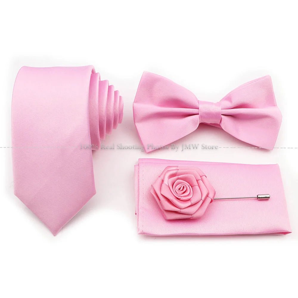 Hot Sale Purple Blue Sage Green Tie Set Polyester Necktie Bowtie Cufflink Brooch For Groom Suit Wedding Cravat Shirt Accessory - Luzilly Bridal & Apparel
