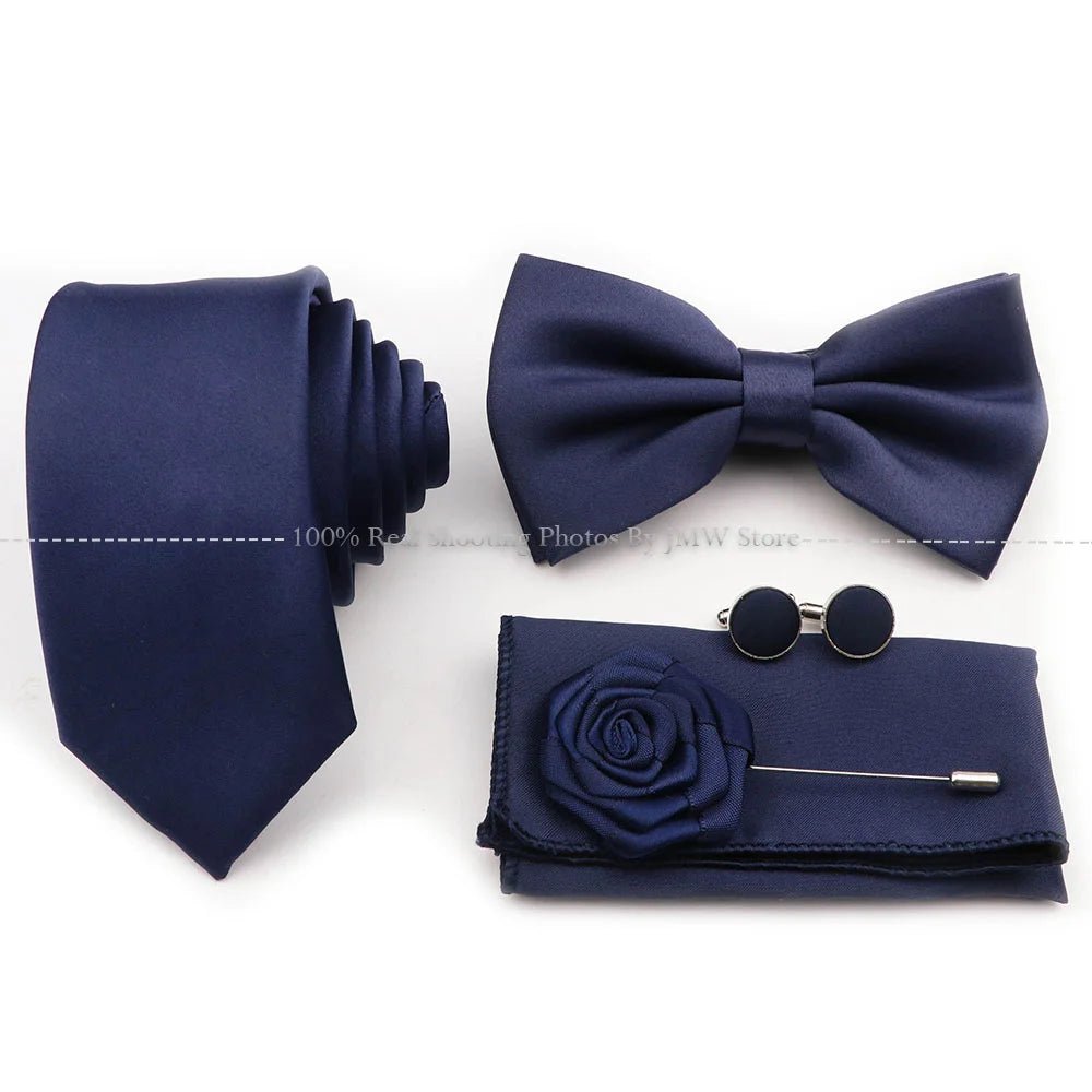 Hot Sale Purple Blue Sage Green Tie Set Polyester Necktie Bowtie Cufflink Brooch For Groom Suit Wedding Cravat Shirt Accessory - Luzilly Bridal & Apparel