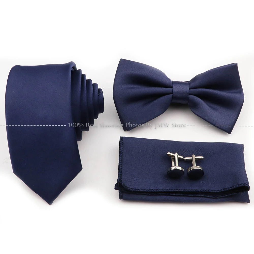 Hot Sale Purple Blue Sage Green Tie Set Polyester Necktie Bowtie Cufflink Brooch For Groom Suit Wedding Cravat Shirt Accessory - Luzilly Bridal & Apparel