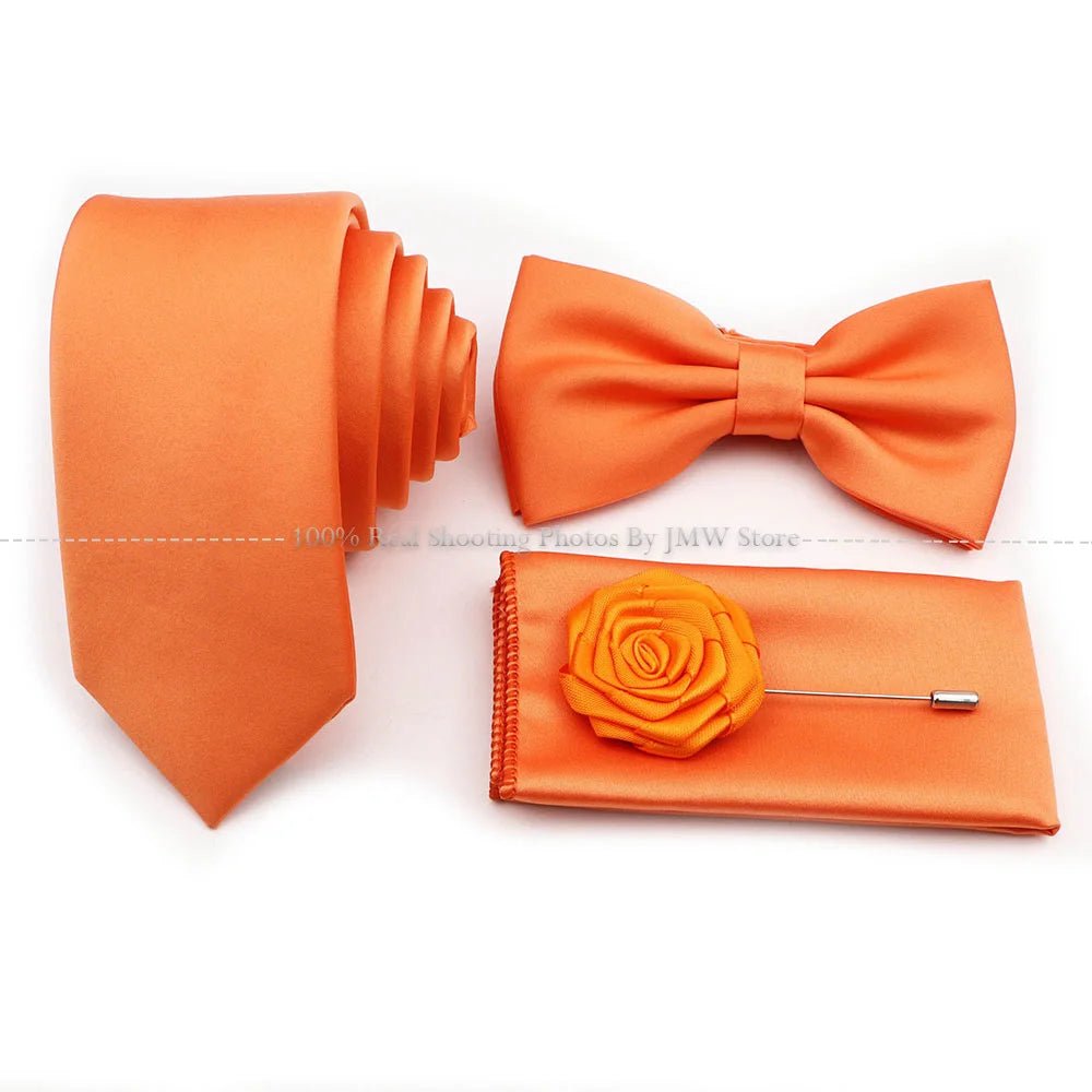 Hot Sale Purple Blue Sage Green Tie Set Polyester Necktie Bowtie Cufflink Brooch For Groom Suit Wedding Cravat Shirt Accessory - Luzilly Bridal & Apparel