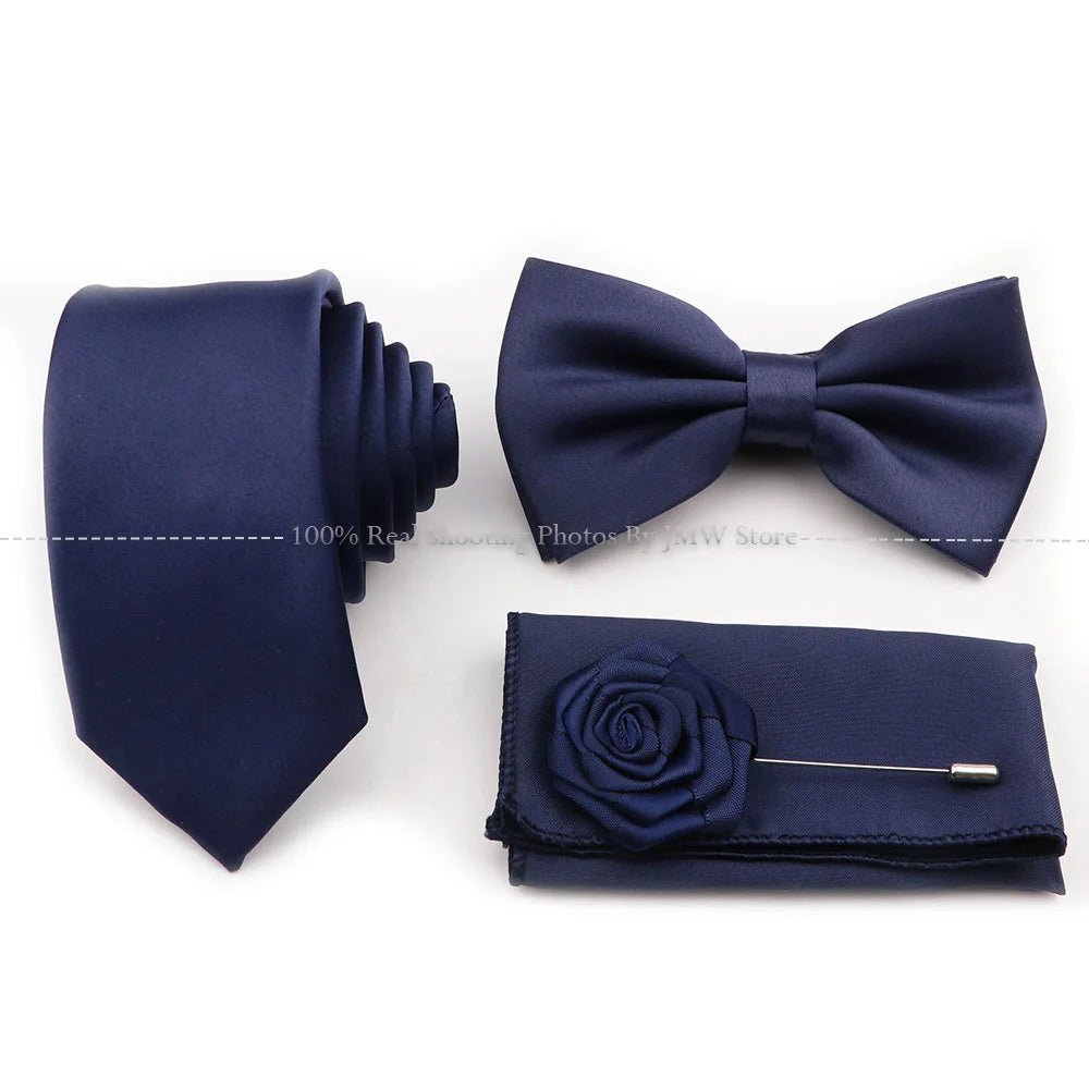 Hot Sale Purple Blue Sage Green Tie Set Polyester Necktie Bowtie Cufflink Brooch For Groom Suit Wedding Cravat Shirt Accessory - Luzilly Bridal & Apparel