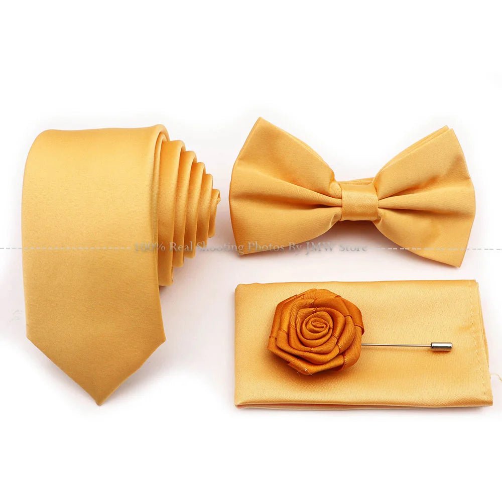 Hot Sale Purple Blue Sage Green Tie Set Polyester Necktie Bowtie Cufflink Brooch For Groom Suit Wedding Cravat Shirt Accessory - Luzilly Bridal & Apparel