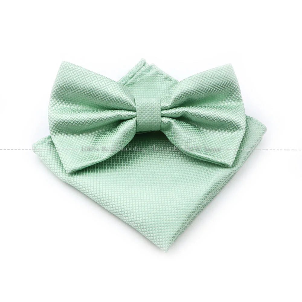 Hot Sale Sage Green Tie Set Polyester Necktie Bowtie Cufflink Brooch Cufflinks For Groom Suit Wedding Cravat Shirt Accessory - Luzilly Bridal & Apparel
