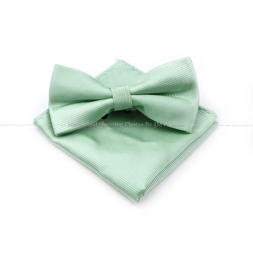Hot Sale Sage Green Tie Set Polyester Necktie Bowtie Cufflink Brooch Cufflinks For Groom Suit Wedding Cravat Shirt Accessory - Luzilly Bridal & Apparel
