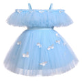 IDOPIP Flower Girl Butterfly Tutu Dress for Kids-Baby First Communion Wedding Party Dresses-Toddler Little Princess Pageant Birthday Ruffle Off Shoulder Tulle Gown-Blue Butterfly - Ruffle - 2-3 Years -  GIAA211710028 - Luzilly Bridal & Apparel