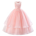 IDOPIP Flower Girl Sequin Lace Dress for Kids-Wedding Bridesmaid Pageant Party Formal Long Maxi Gown-Little Princess First Communion Birthday Prom Shiny Appliques Puffy Tulle Dresses-Pink - 6-7 Years -  GIAA211710024 - Luzilly Bridal & Apparel