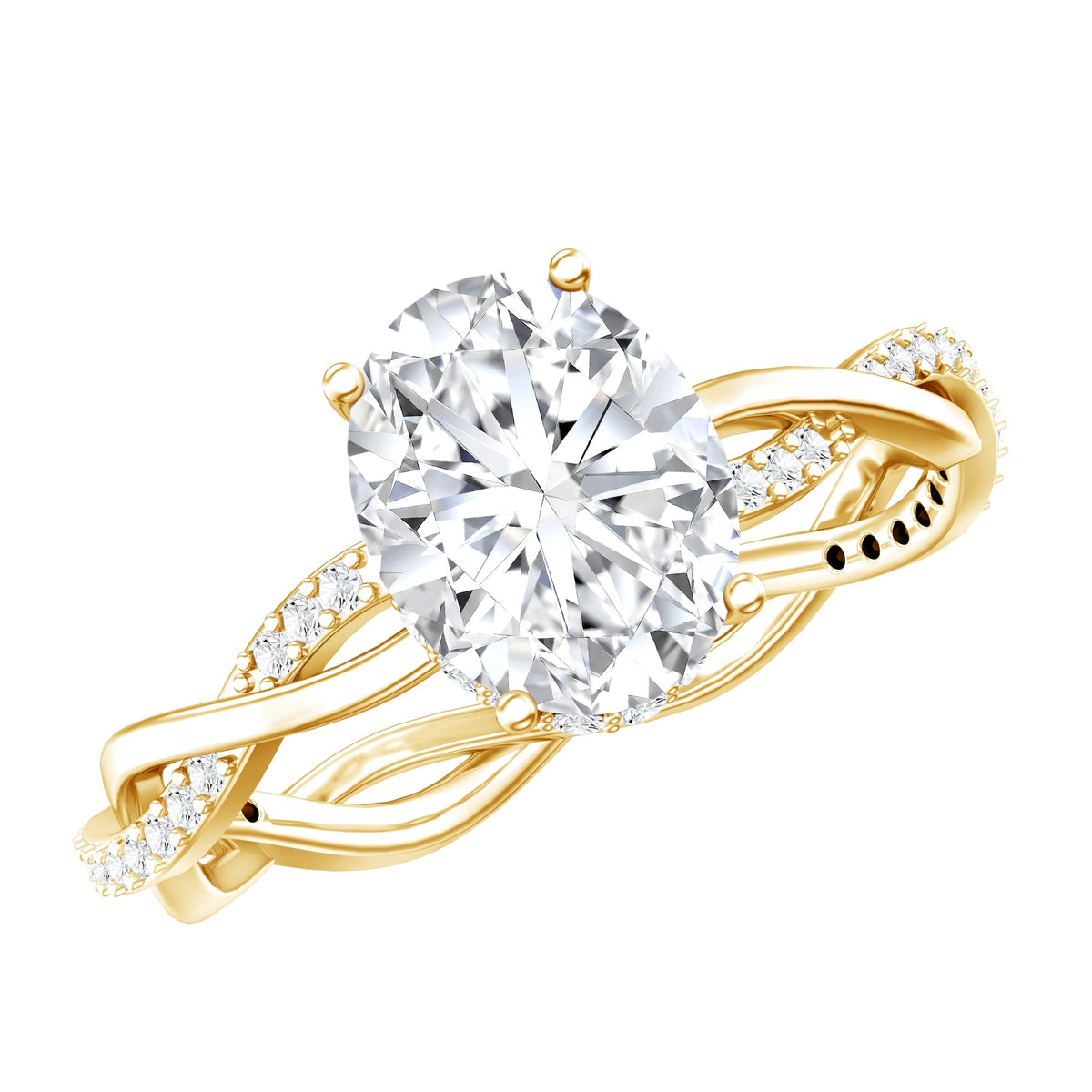 IGI Certified 2 Carat Lab Grown Diamond Oval Hidden Halo Engagement Ring with Braided Band - Luzilly Bridal & Apparel