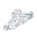 IGI Certified 2 Carat Lab Grown Diamond Oval Hidden Halo Engagement Ring with Braided Band - Luzilly Bridal & Apparel