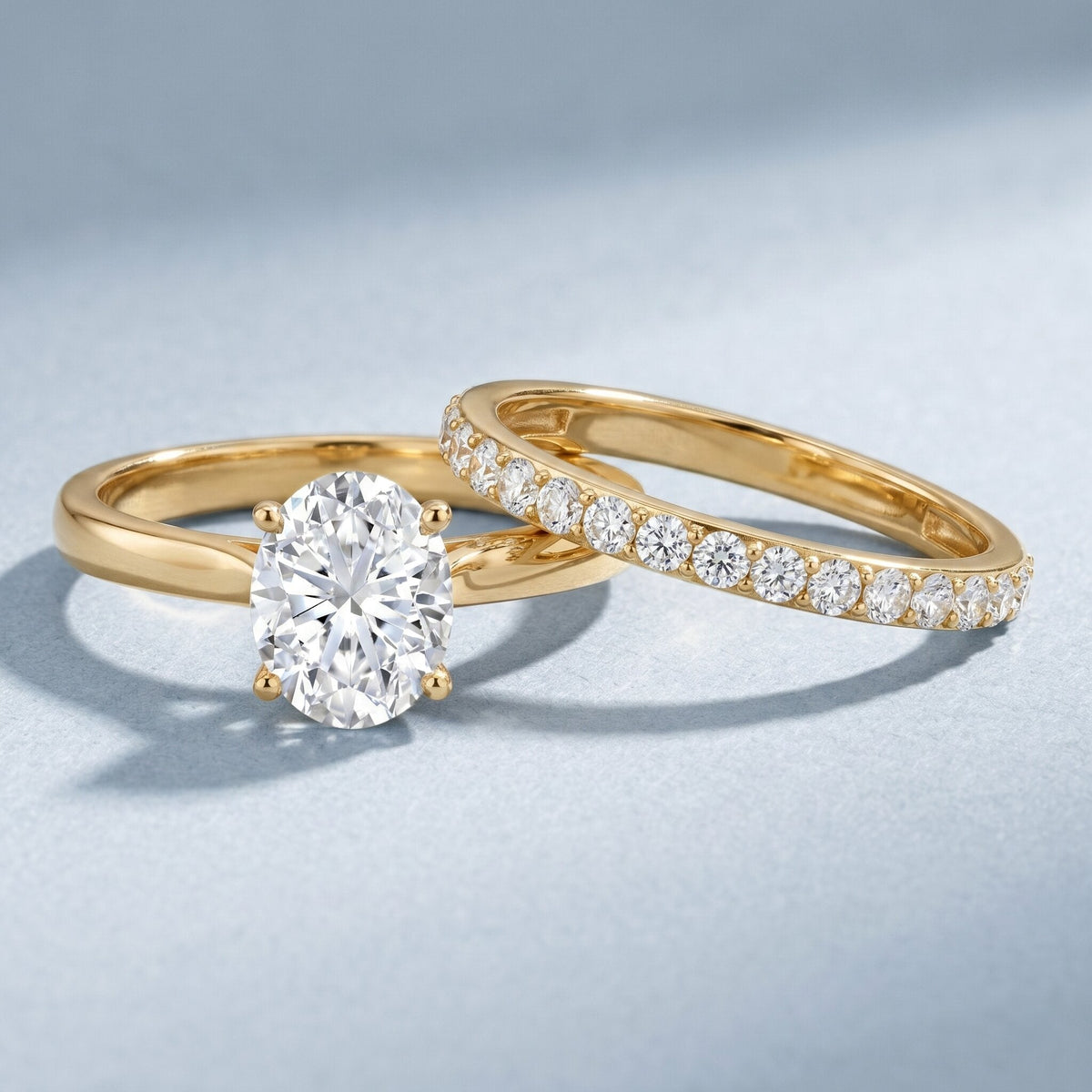 IGI Certified 2 Carat Oval Lab Grown Diamond Bridal Ring Set of 2 - Luzilly Bridal & Apparel