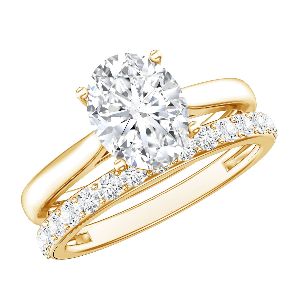 IGI Certified 2 Carat Oval Lab Grown Diamond Bridal Ring Set of 2 - Luzilly Bridal & Apparel