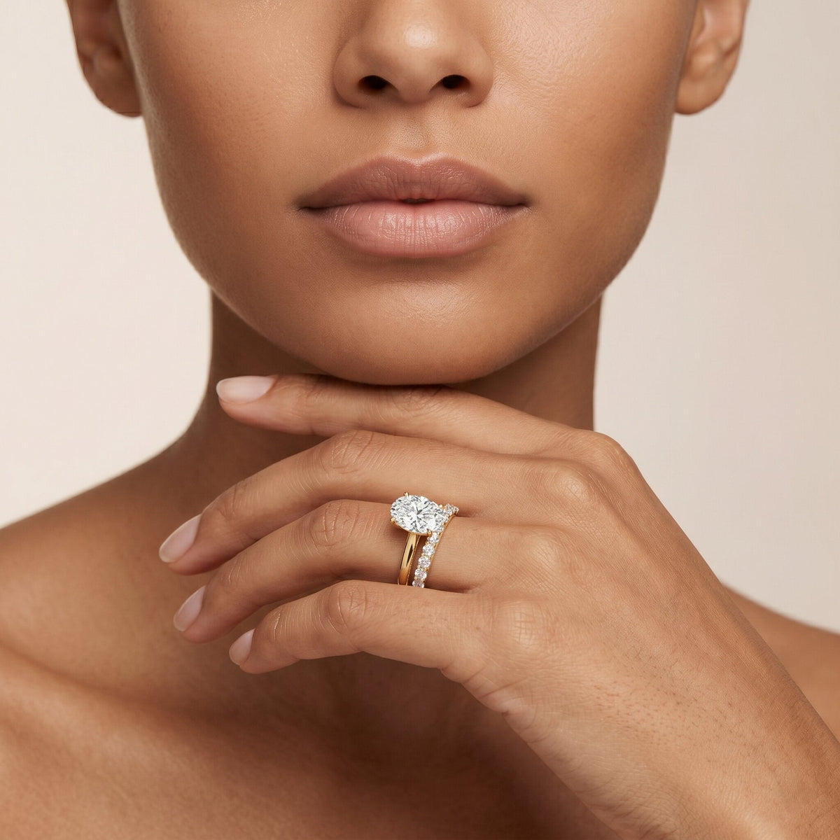 IGI Certified 2 Carat Oval Lab Grown Diamond Bridal Ring Set of 2 - Luzilly Bridal & Apparel