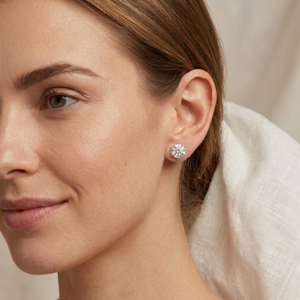IGI Certified 4 Carat Lab Grown Diamond Solitaire Studs - Luzilly Bridal & Apparel