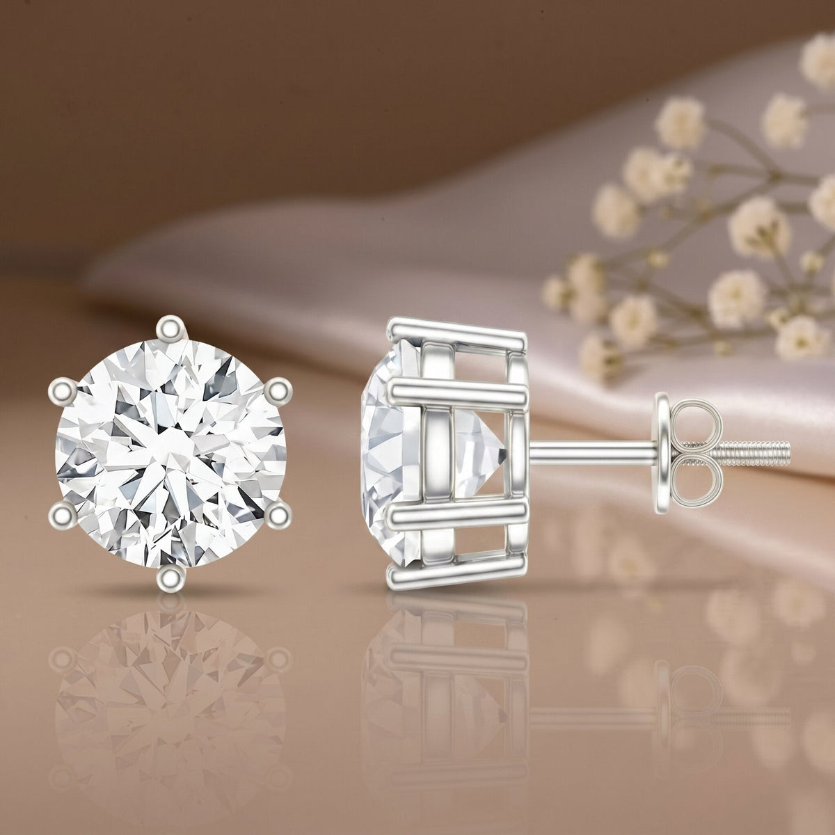 IGI Certified 4 Carat Lab Grown Diamond Solitaire Studs - Luzilly Bridal & Apparel