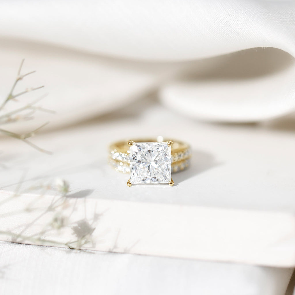 IGI Certified Huge 5 Carat Lab Grown Diamond Engagement Wedding Ring Set - Luzilly Bridal & Apparel