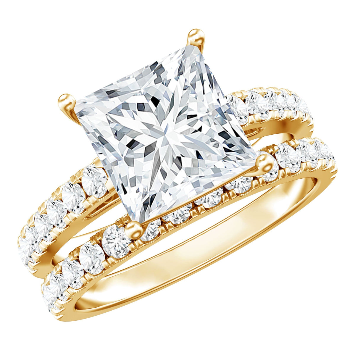 IGI Certified Huge 5 Carat Lab Grown Diamond Engagement Wedding Ring Set - Luzilly Bridal & Apparel