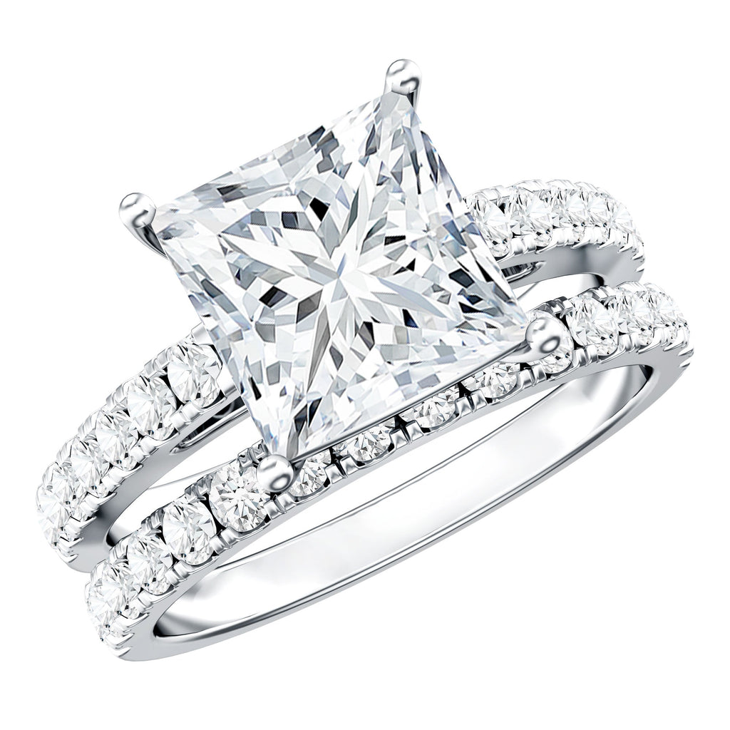 IGI Certified Huge 5 Carat Lab Grown Diamond Engagement Wedding Ring Set - Luzilly Bridal & Apparel