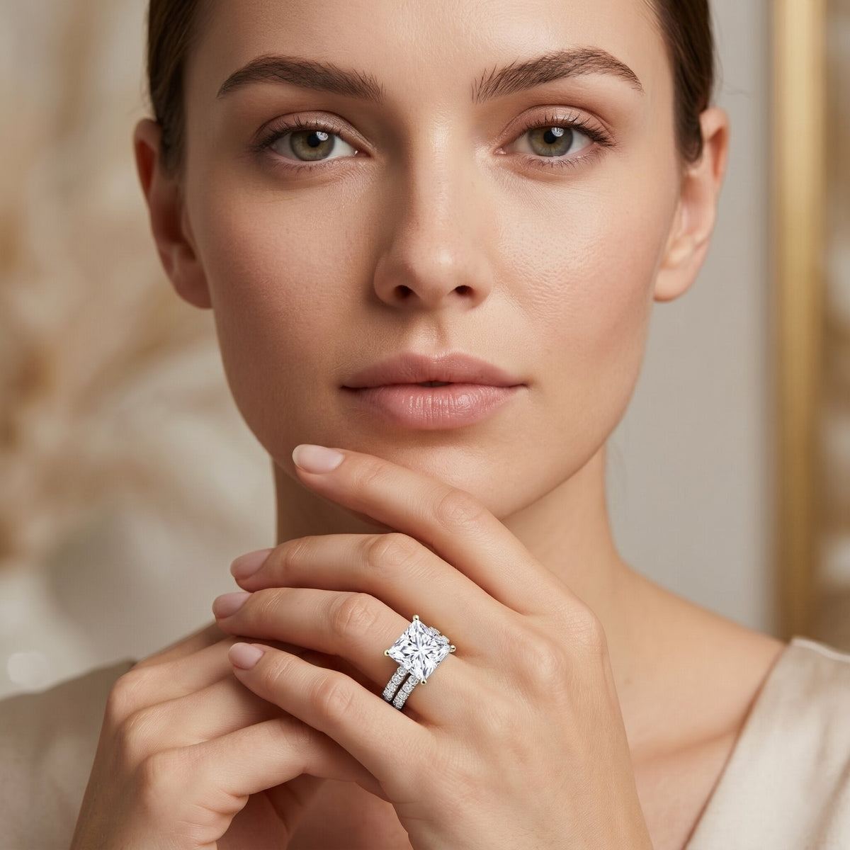 IGI Certified Huge 5 Carat Lab Grown Diamond Engagement Wedding Ring Set - Luzilly Bridal & Apparel