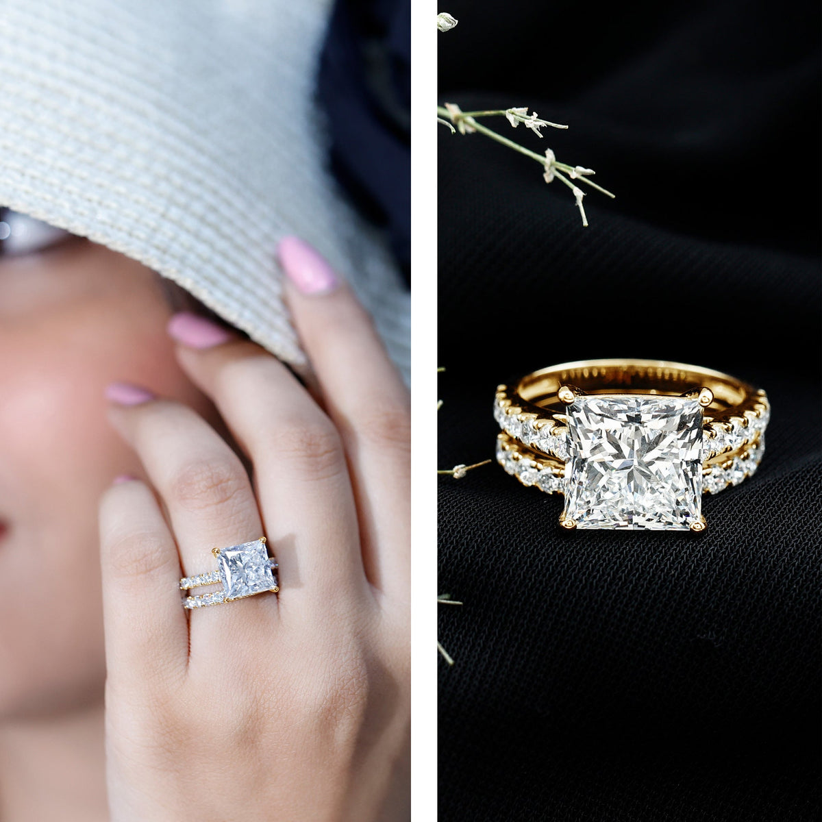 IGI Certified Huge 5 Carat Lab Grown Diamond Engagement Wedding Ring Set - Luzilly Bridal & Apparel