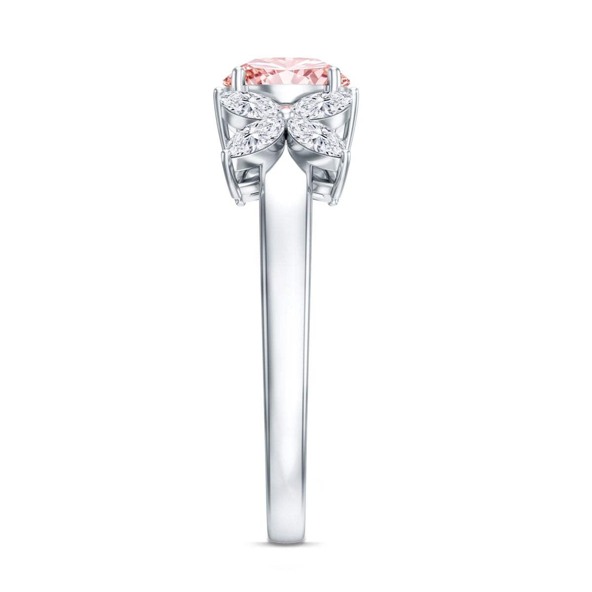 IGI Certified Lab Grown Pink White Diamond Flower Engagement Ring - Luzilly Bridal & Apparel