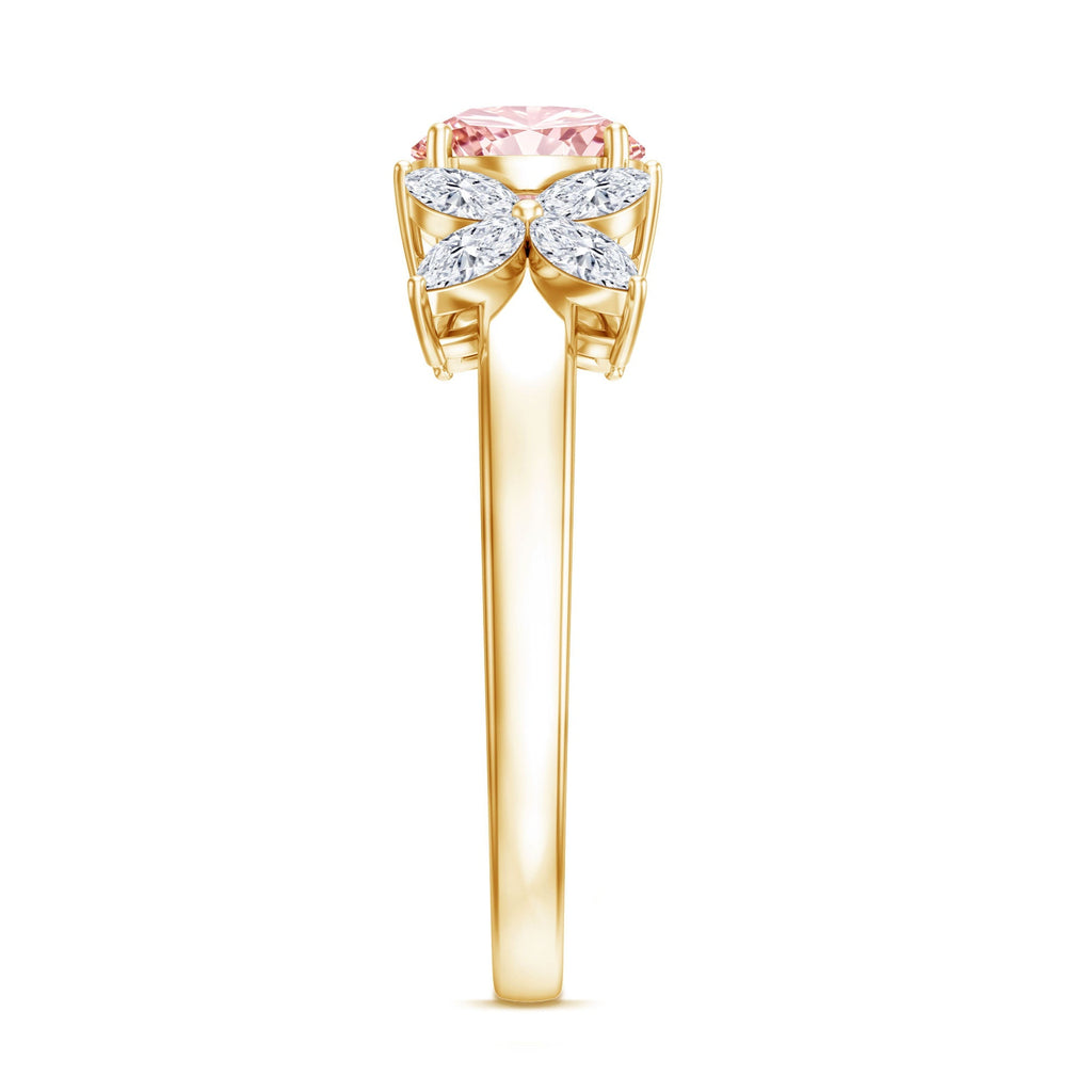 IGI Certified Lab Grown Pink White Diamond Flower Engagement Ring - Luzilly Bridal & Apparel