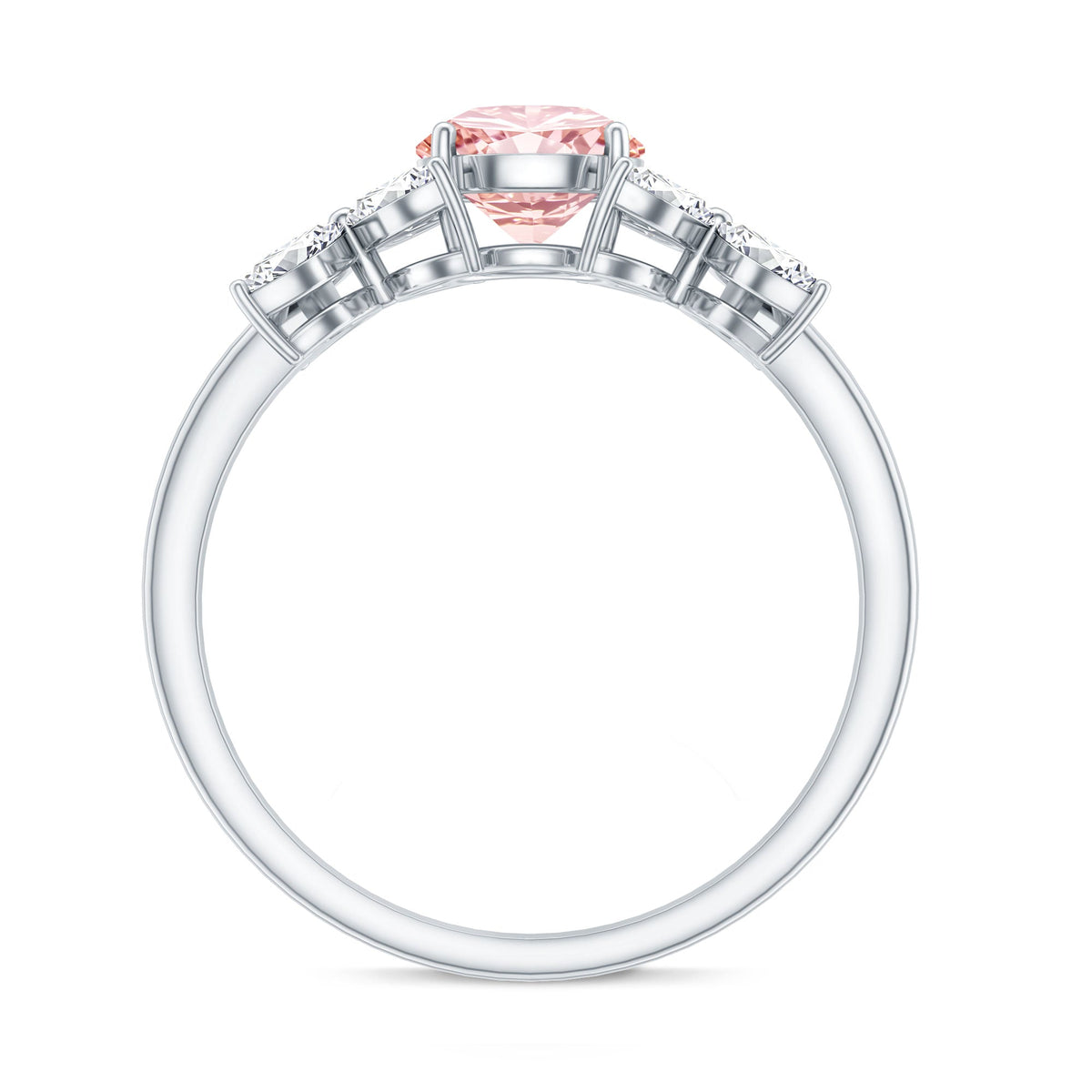 IGI Certified Lab Grown Pink White Diamond Flower Engagement Ring - Luzilly Bridal & Apparel