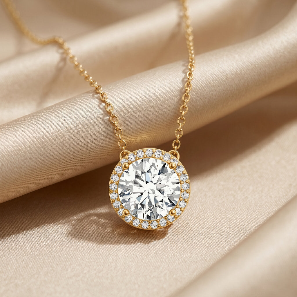IGI Certified Round Lab Grown Diamond Wedding Necklace for Women - Luzilly Bridal & Apparel