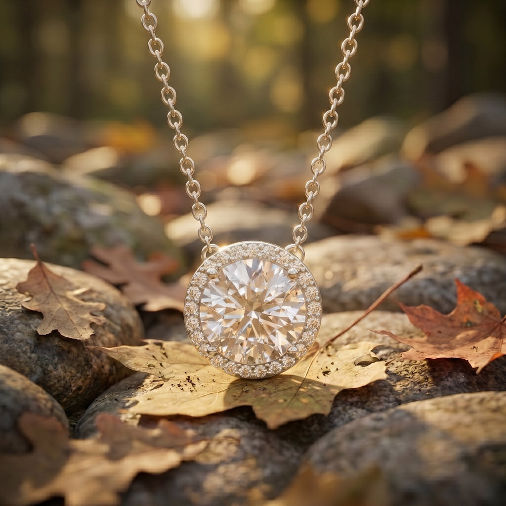 IGI Certified Round Lab Grown Diamond Wedding Necklace for Women - Luzilly Bridal & Apparel