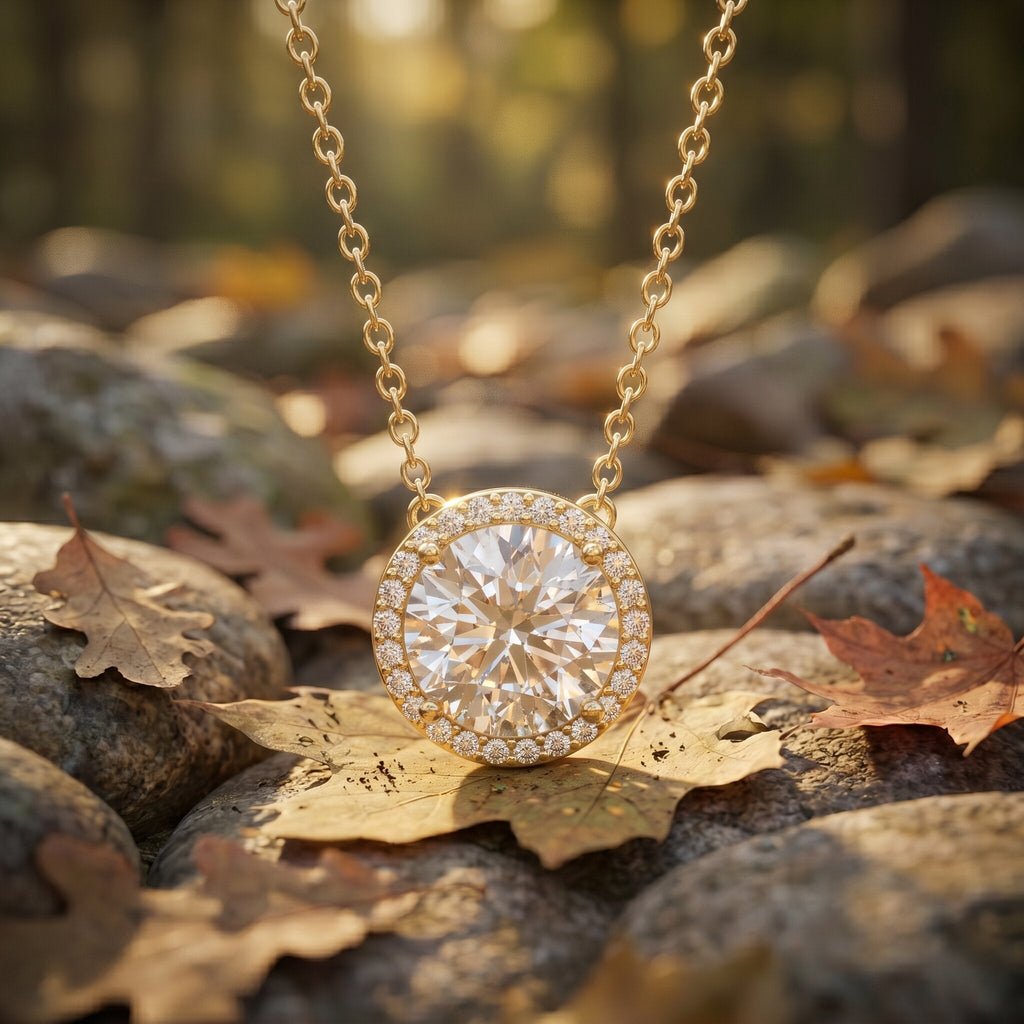IGI Certified Round Lab Grown Diamond Wedding Necklace for Women - Luzilly Bridal & Apparel