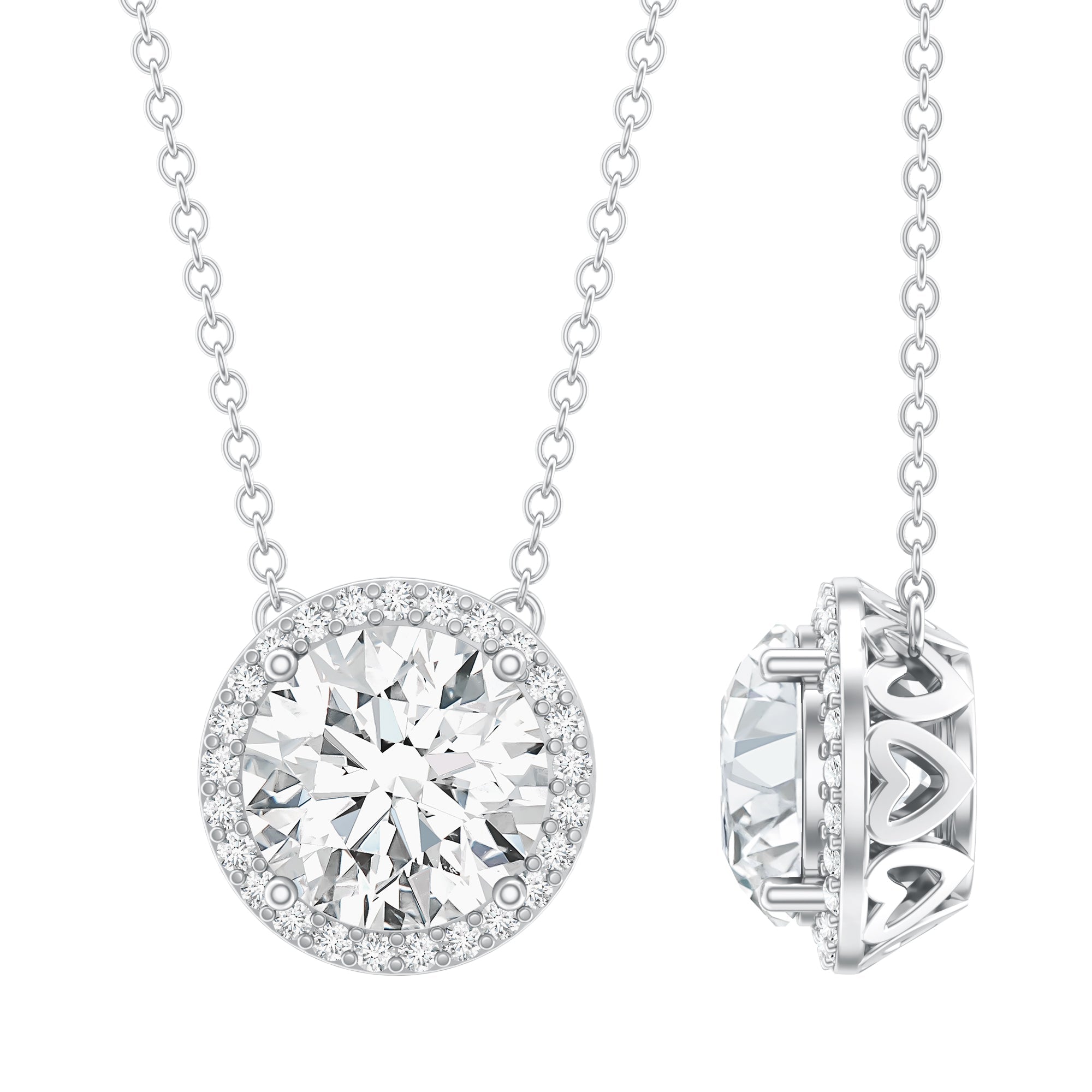 IGI Certified Round Lab Grown Diamond Wedding Necklace for Women - Luzilly Bridal & Apparel