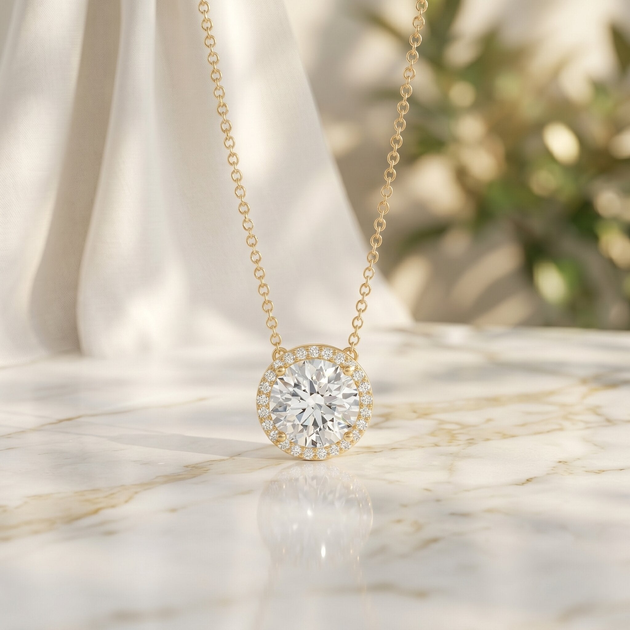 IGI Certified Round Lab Grown Diamond Wedding Necklace for Women - Luzilly Bridal & Apparel