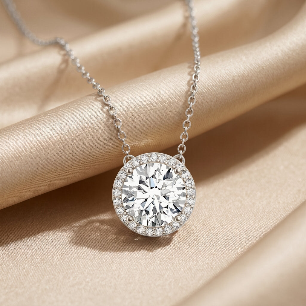 IGI Certified Round Lab Grown Diamond Wedding Necklace for Women - Luzilly Bridal & Apparel