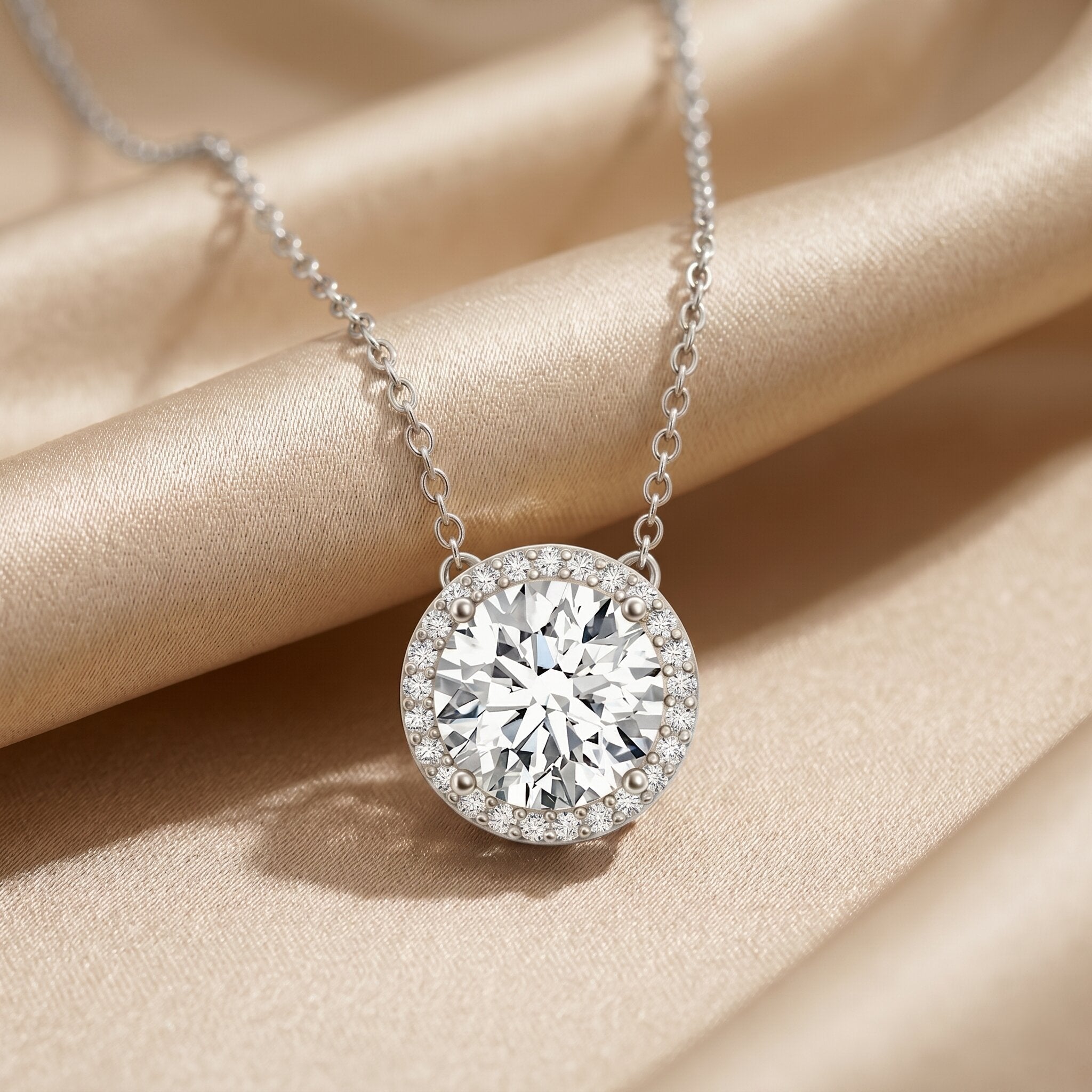 IGI Certified Round Lab Grown Diamond Wedding Necklace for Women - Luzilly Bridal & Apparel