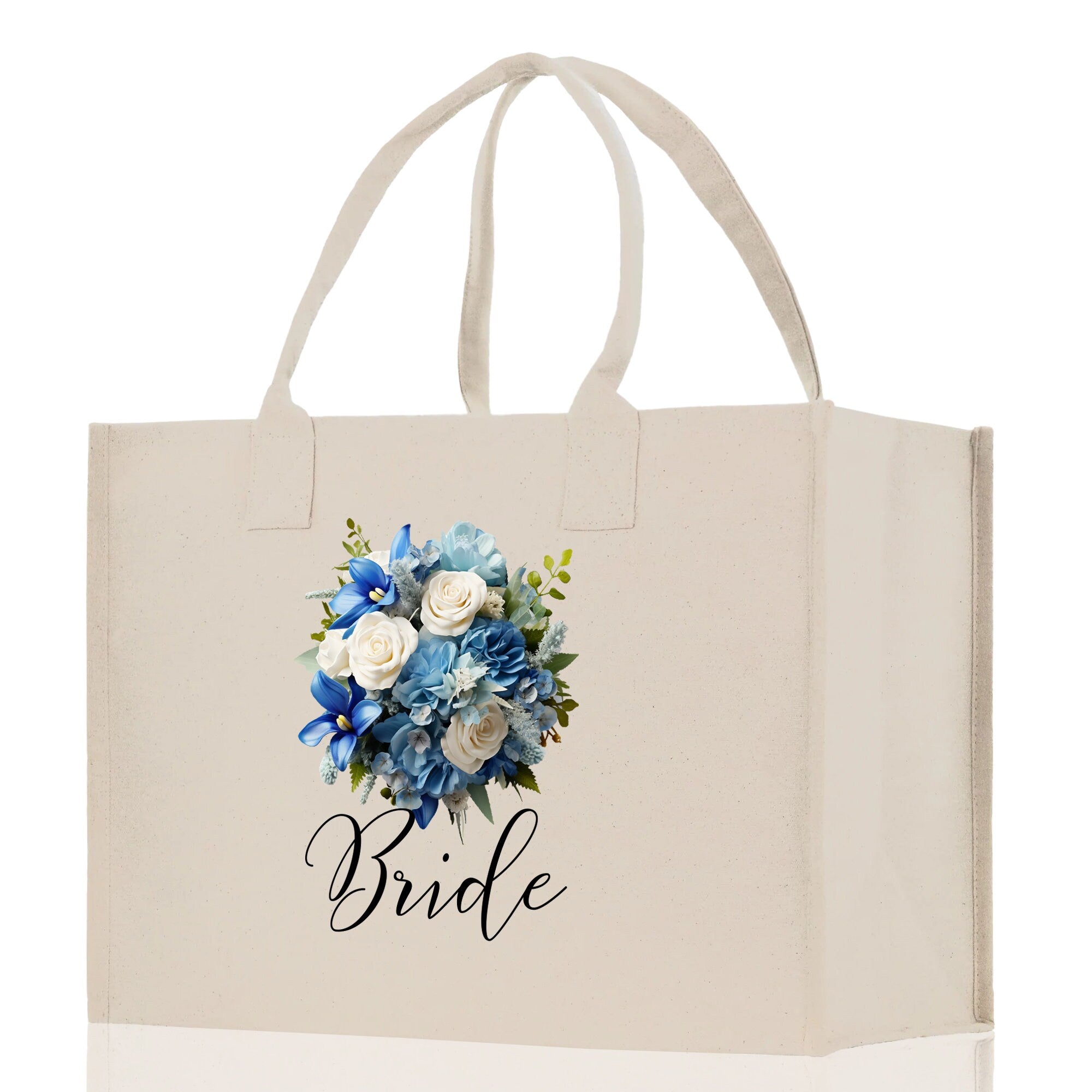 Bride Blue Roses Bouquet Canvas Tote Bag