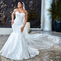 Illusion Long-Sleeve Beaded Lace Mermaid Wedding Gown - Luzilly Bridal & Apparel