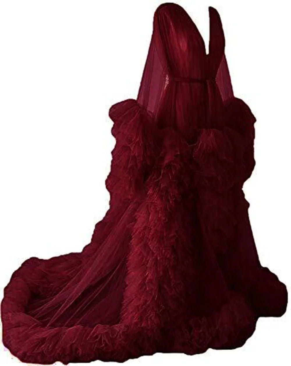Illusion Tulle Ruffle Photoshoot Robe - Luzilly Bridal & Apparel