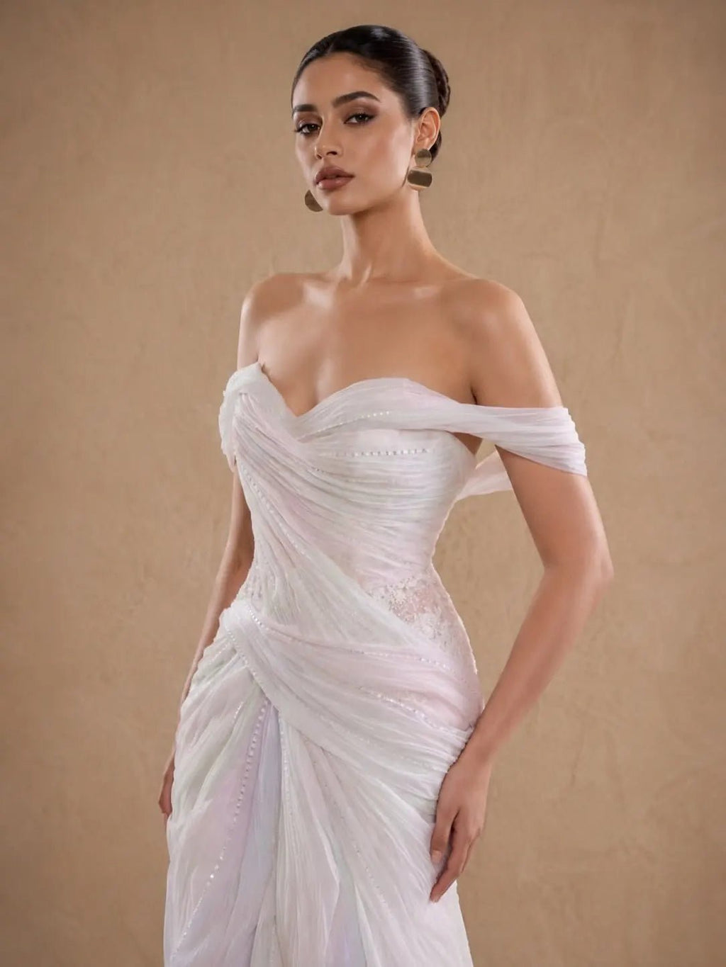 Iridescent Tulle Corset Back Prom Gown - Luzilly Bridal & Apparel
