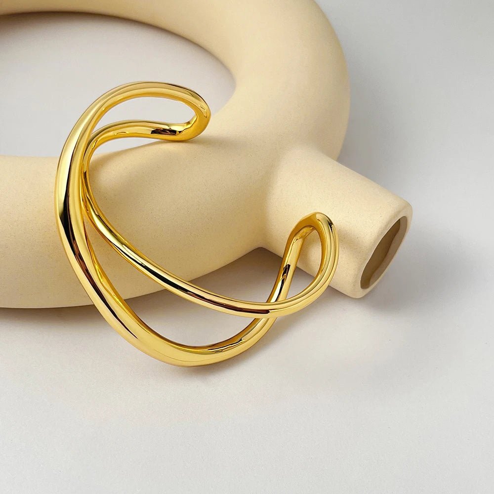 Irregular Bangle Open Bracelet For Women Gold Color Punk Fashion Jewelry - Luzilly Bridal & Apparel