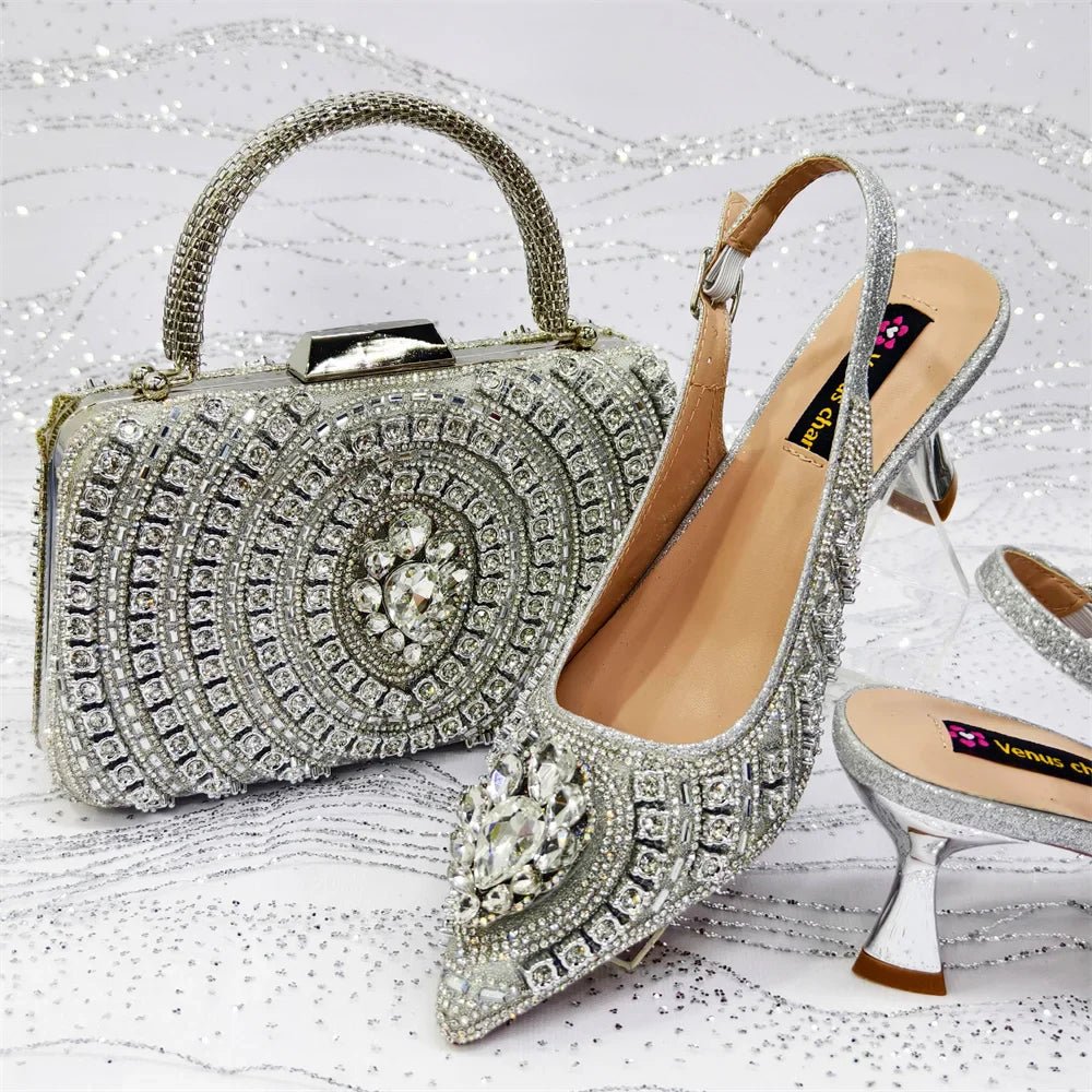 Italian Butter-fly Design Wedding Shoes with Bag Set EDS59 - Luzilly Bridal & Apparel