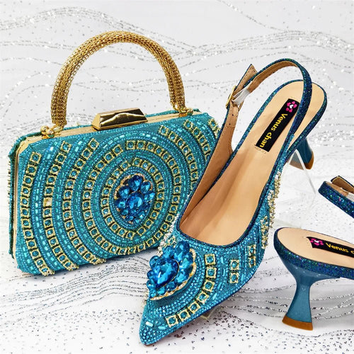 Italian Butter-fly Design Wedding Shoes with Bag Set EDS59 - Luzilly Bridal & Apparel