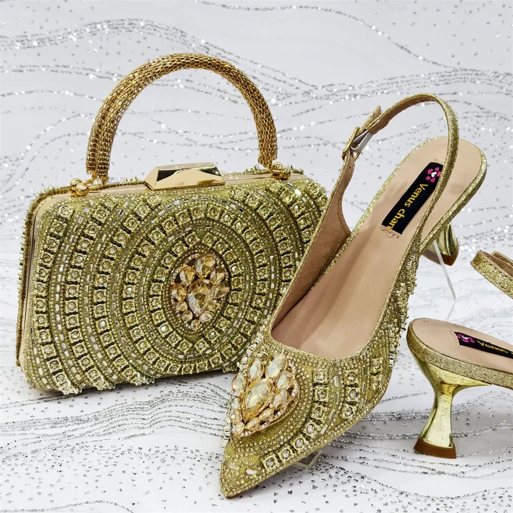 Italian Butter-fly Design Wedding Shoes with Bag Set EDS59 - Luzilly Bridal & Apparel