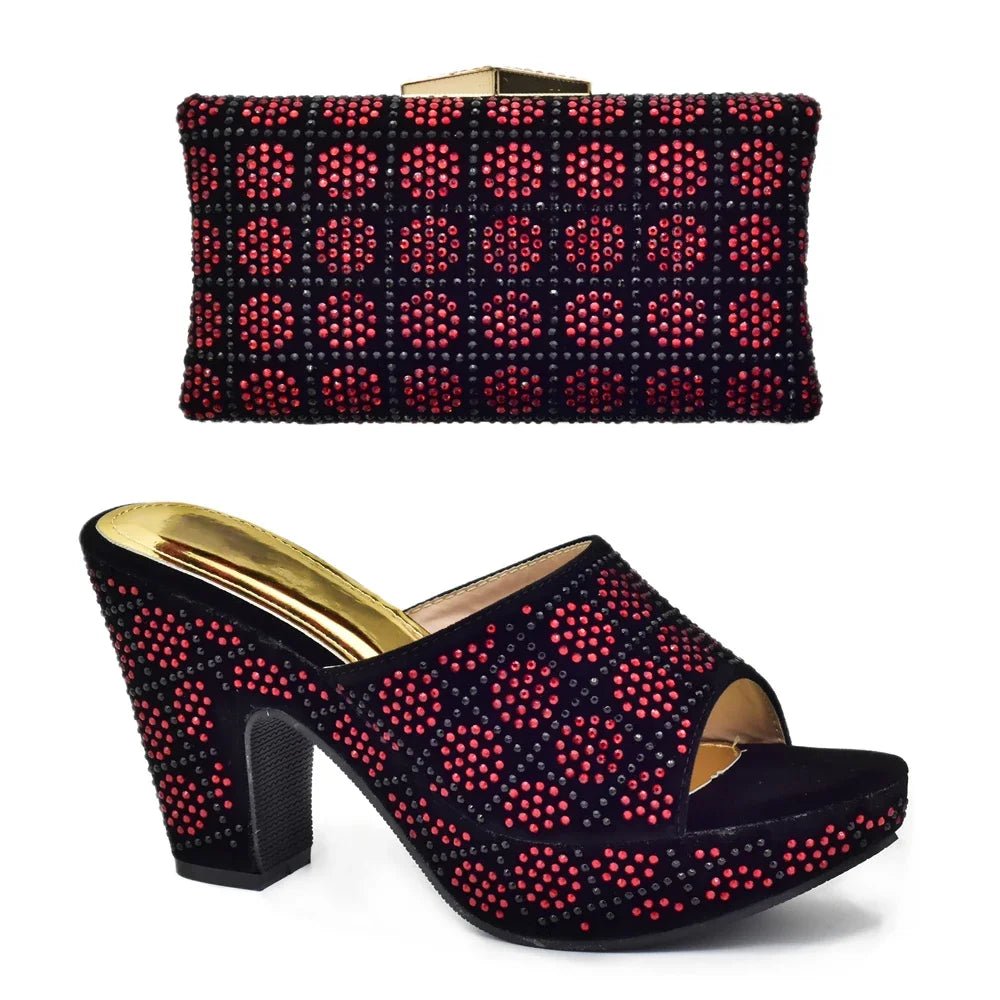 Italian Shoes and Bag Matching Set with Rhinestone - Luzilly Bridal & Apparel