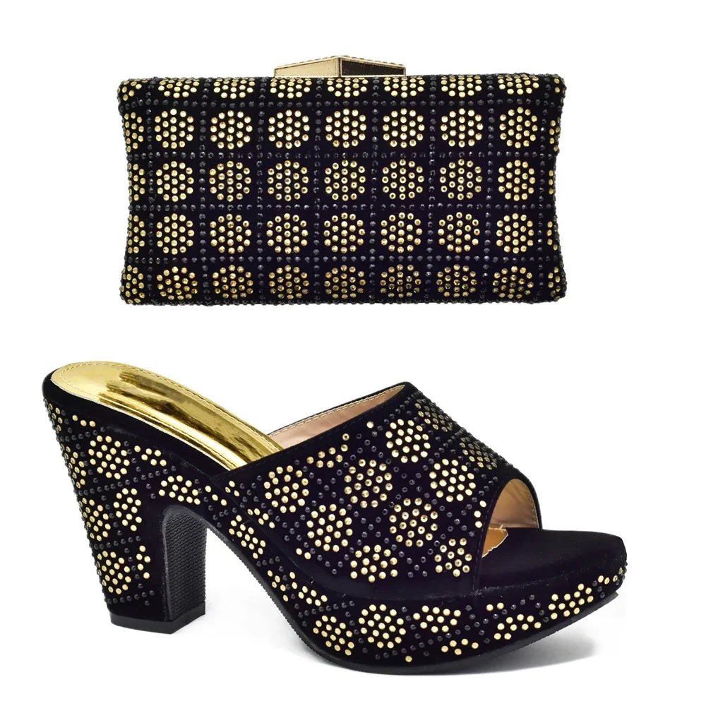 Italian Shoes and Bag Matching Set with Rhinestone - Luzilly Bridal & Apparel