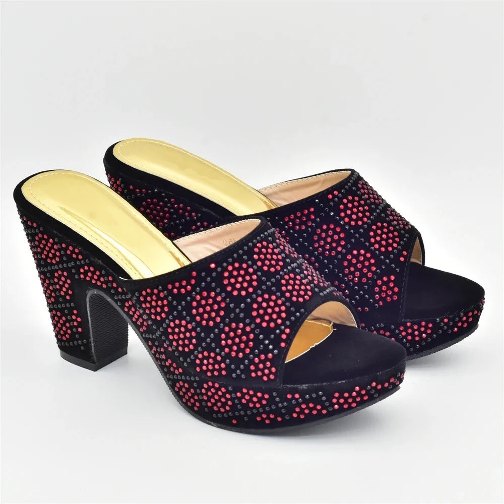 Italian Shoes and Bag Matching Set with Rhinestone - Luzilly Bridal & Apparel
